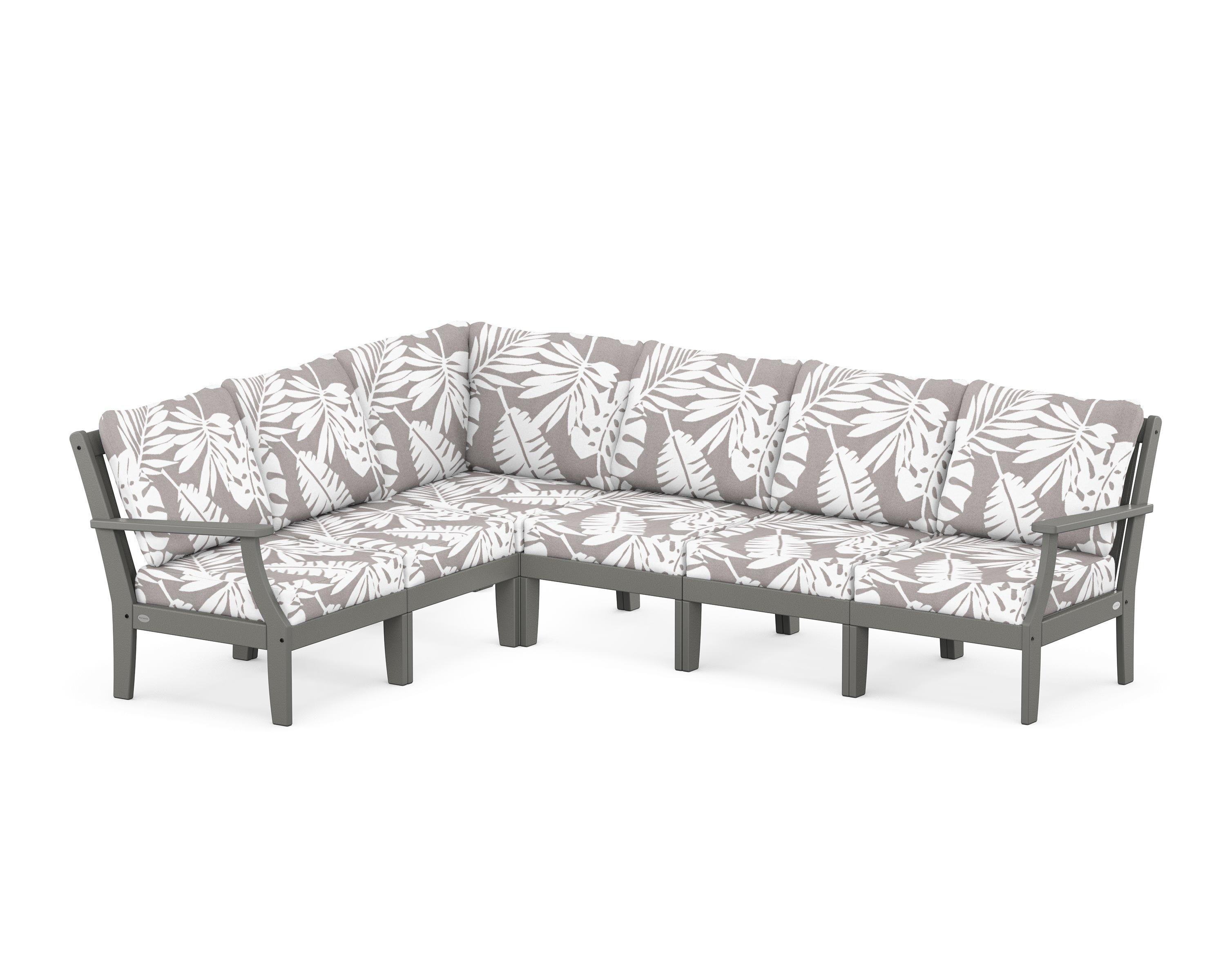 POLYWOOD® Braxton Modular 6-Piece Deep Seating Set in Slate Grey / Leaf Grey Mist