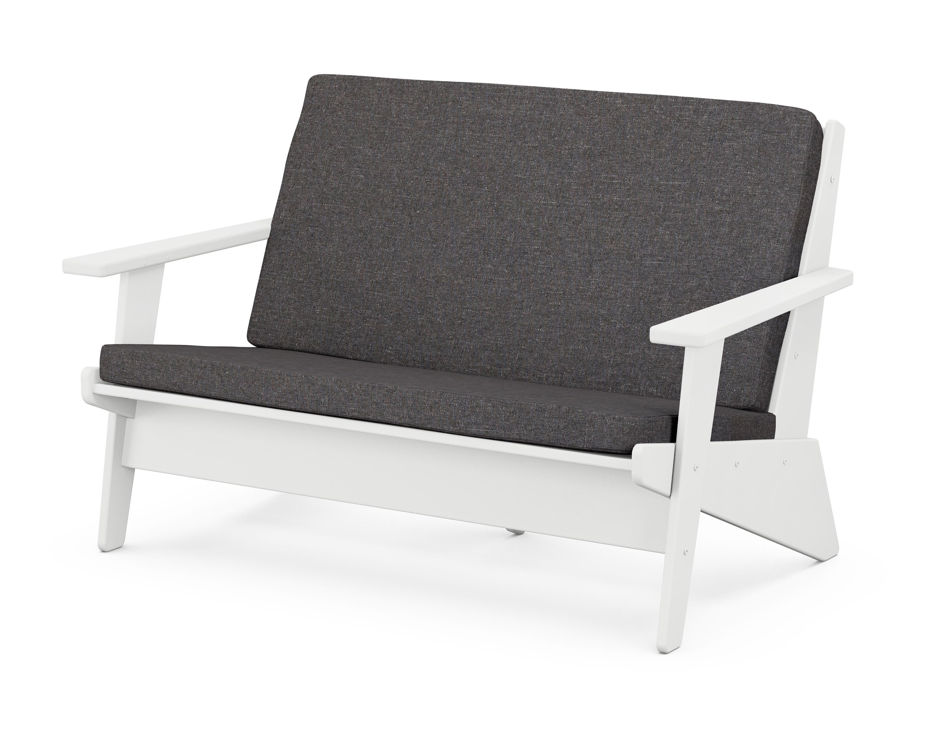 POLYWOOD® Riviera Modern Lounge Loveseat in White / Ash Charcoal