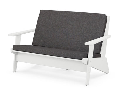 POLYWOOD® Riviera Modern Lounge Loveseat in White / Ash Charcoal