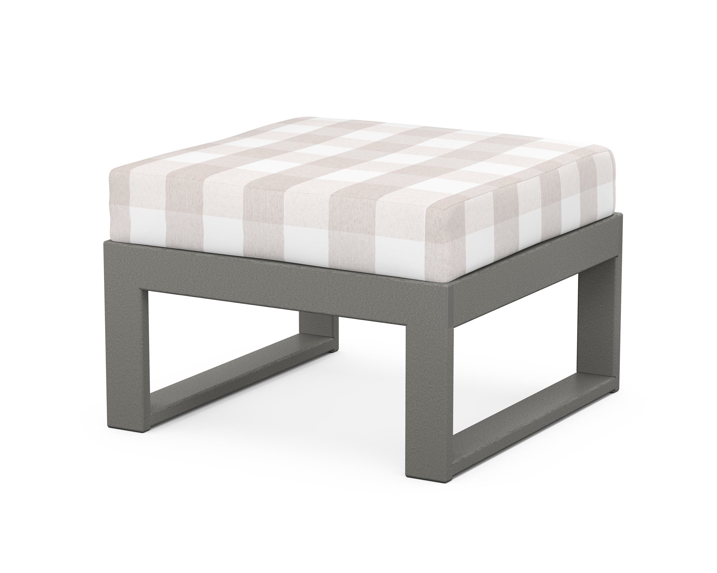Unbranded Modular Ottoman - Modern in Slate Grey / Buffalo Plaid Dune Burlap