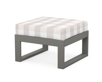 Unbranded Modular Ottoman - Modern in Slate Grey / Buffalo Plaid Dune Burlap