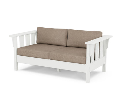 Martha Stewart by POLYWOOD® Acadia Deep Seating Loveseat in White / Spiced Burlap