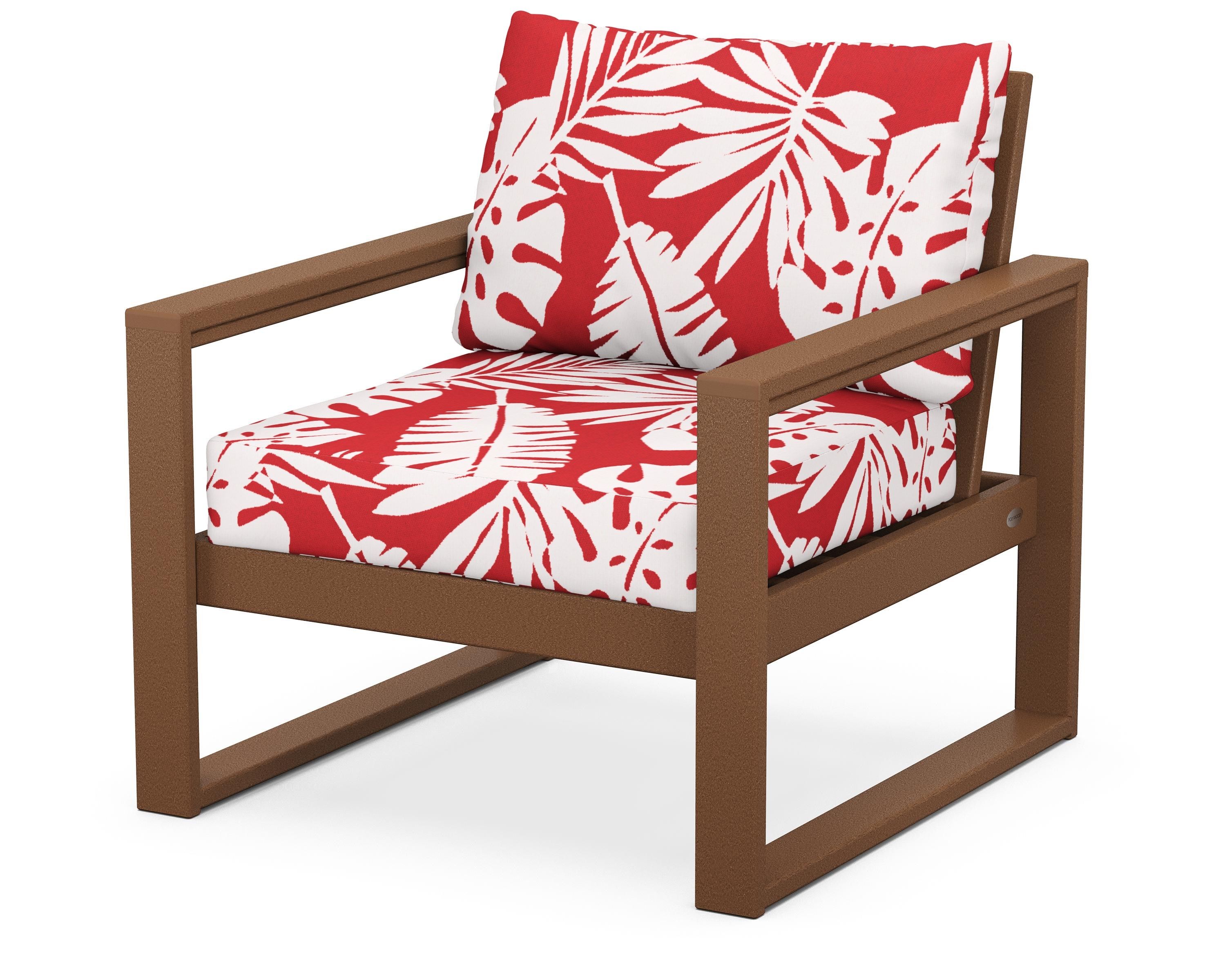 POLYWOOD® EDGE Club Chair in Teak / Leaf Crimson