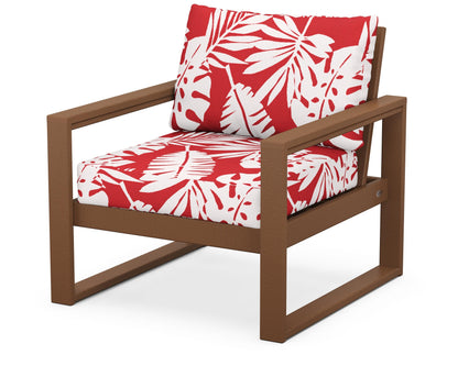 POLYWOOD® EDGE Club Chair in Teak / Leaf Crimson