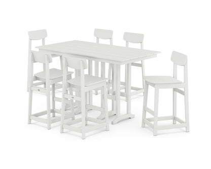 POLYWOOD® Modern Studio Urban Bar Chair 7-Piece Set in White
