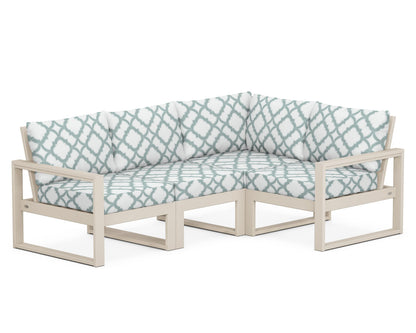 POLYWOOD® EDGE 4-Piece Modular Deep Seating Set in Sand / Trellis Glacier Spa