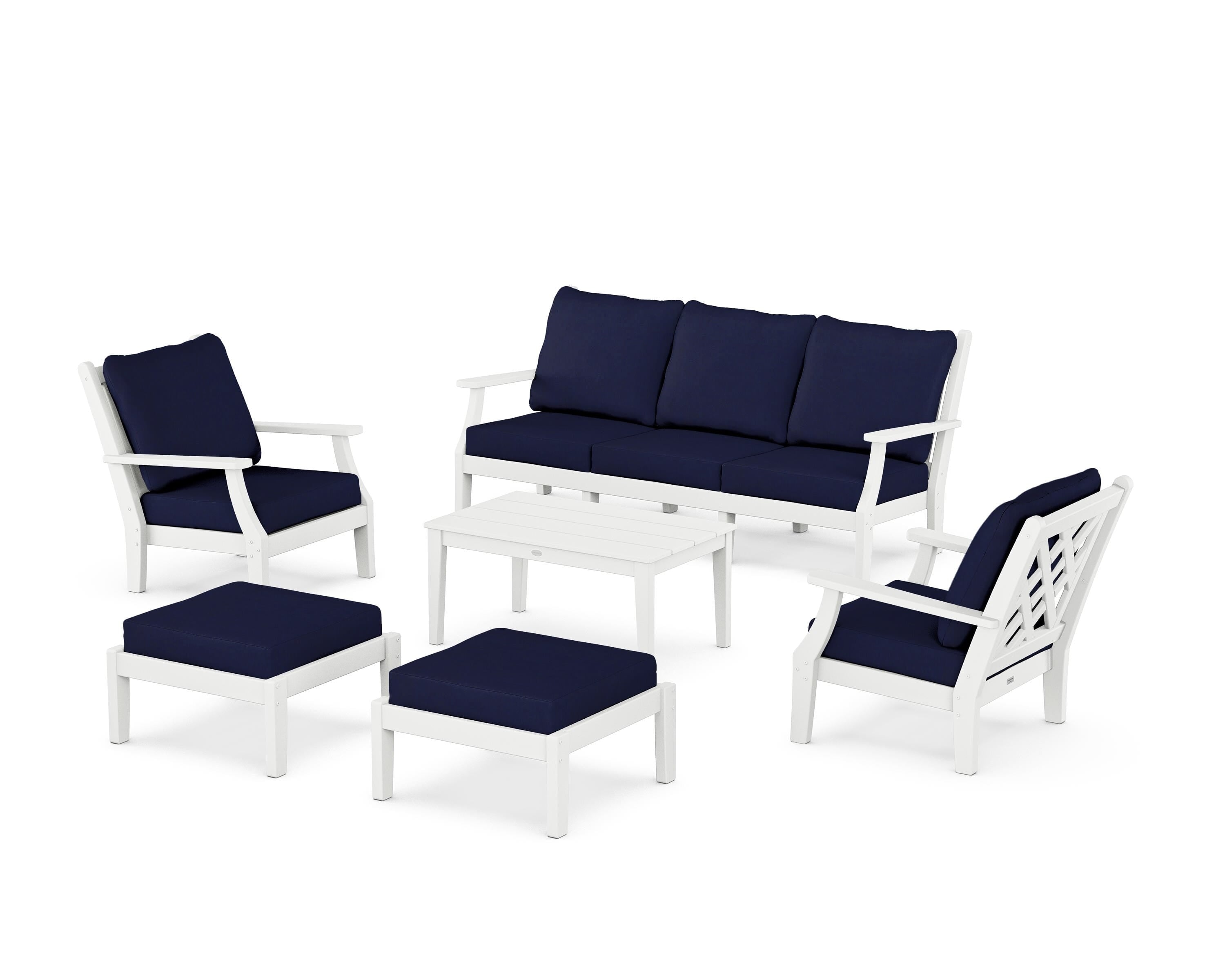 Country Living Wovendale 6-Piece Lounge Sofa Set in White / Navy