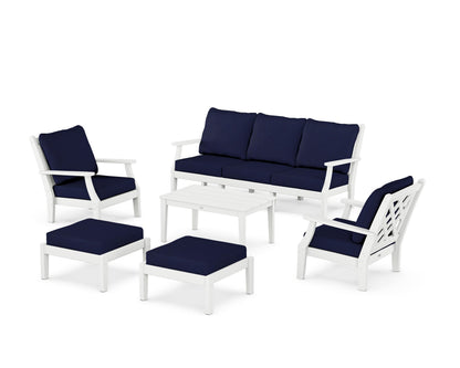 Country Living Wovendale 6-Piece Lounge Sofa Set in White / Navy