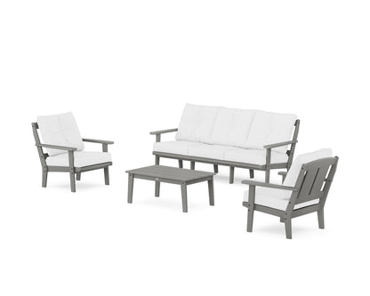 POLYWOOD® Mission 4-Piece Deep Seating Set with Sofa in Slate Grey / Natural