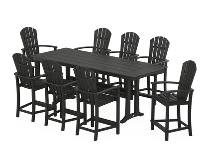 POLYWOOD® Palm Coast 9-Piece Farmhouse Counter Set with Trestle Legs in Black