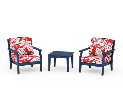 Draper James™ by  POLYWOOD® Savannah 3-Piece Deep Seating Set in Navy / Leaf Crimson