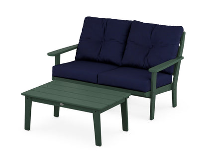 POLYWOOD® Lakeside 2-Piece Lounge Loveseat Set in Green / Navy