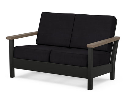 POLYWOOD® Harbour Deep Seating Loveseat in Black / Kona / Midnight Linen