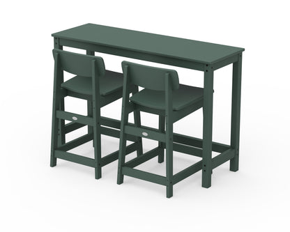 POLYWOOD® Modern Studio Urban Lowback Counter Chair 3-Piece Balcony Set in Green