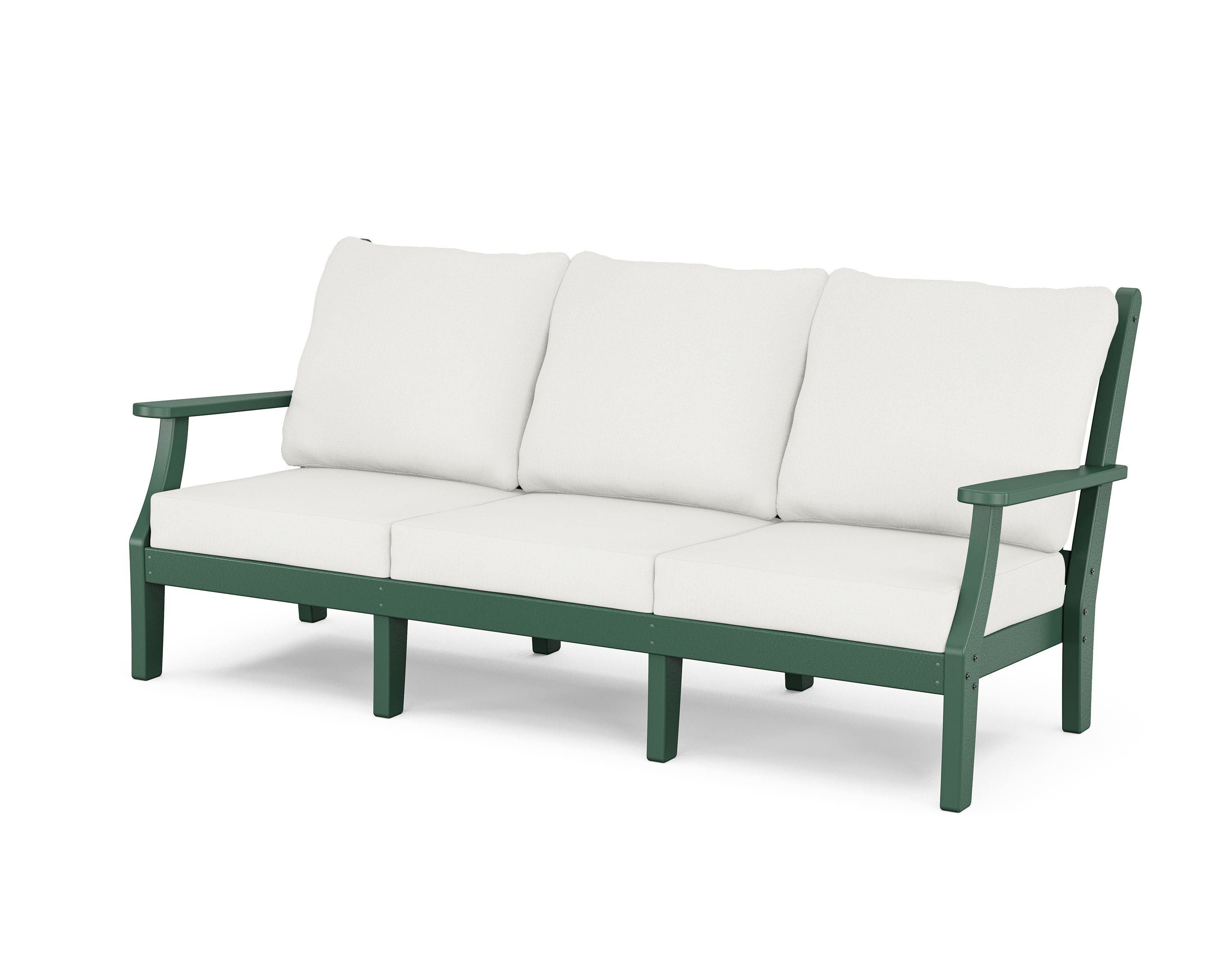 Country Living Wovendale Deep Seating Sofa in Green / Natural Linen