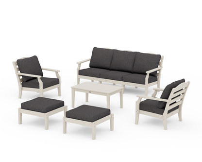 Draper James™ by  POLYWOOD® Savannah 6-Piece Lounge Sofa Set in Sand / Ash Charcoal