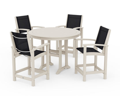 POLYWOOD® Coastal 5-Piece Counter Set in Sand / Black Sling