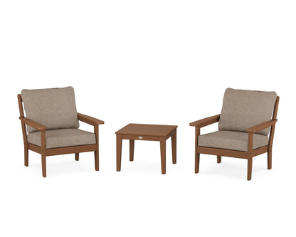 Country Living Cottage 3-Piece Deep Seating Set in Teak / Spiced Burlap