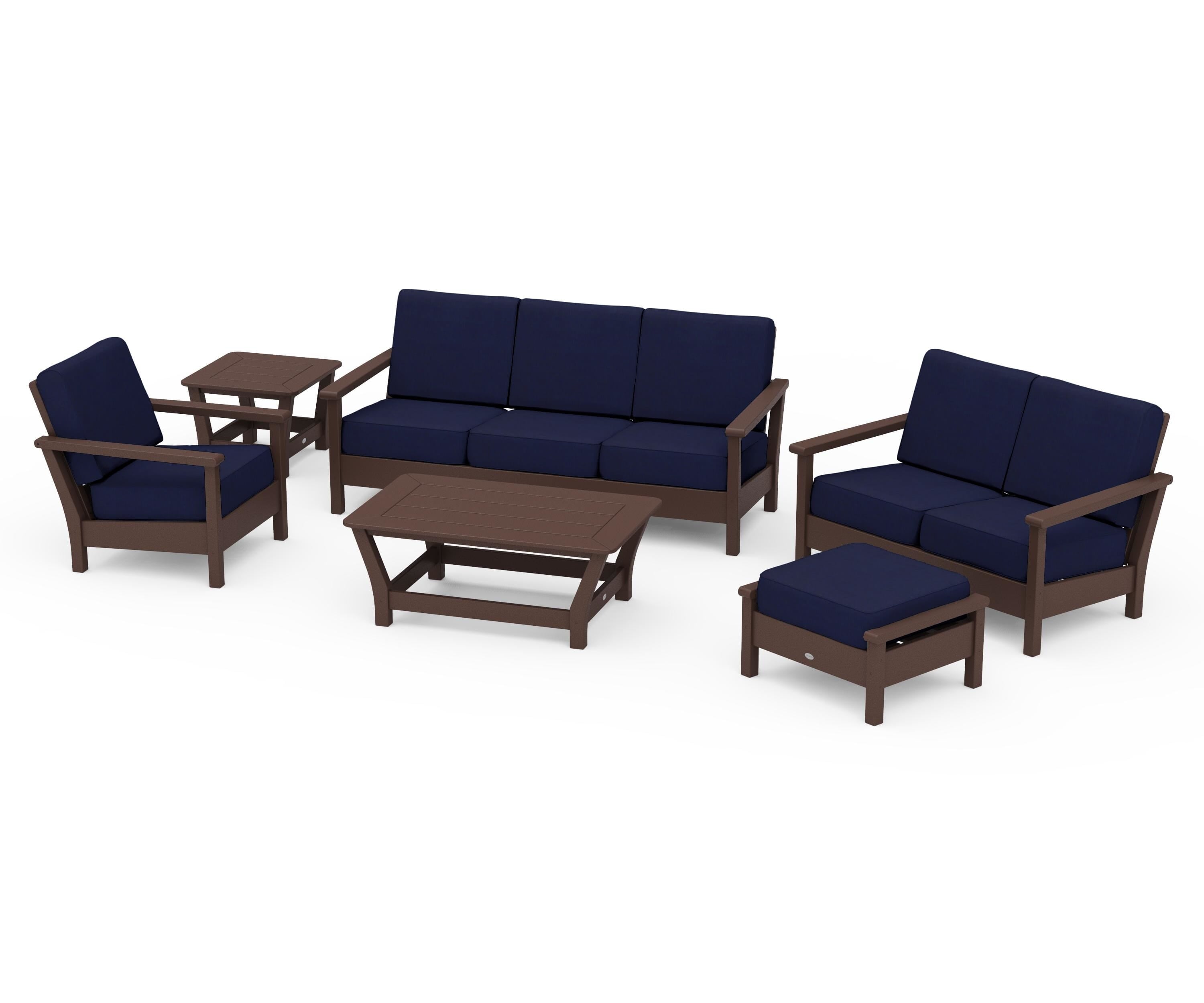 POLYWOOD® Harbour 6-Piece Outdoor Living Set in Mahogany / Navy