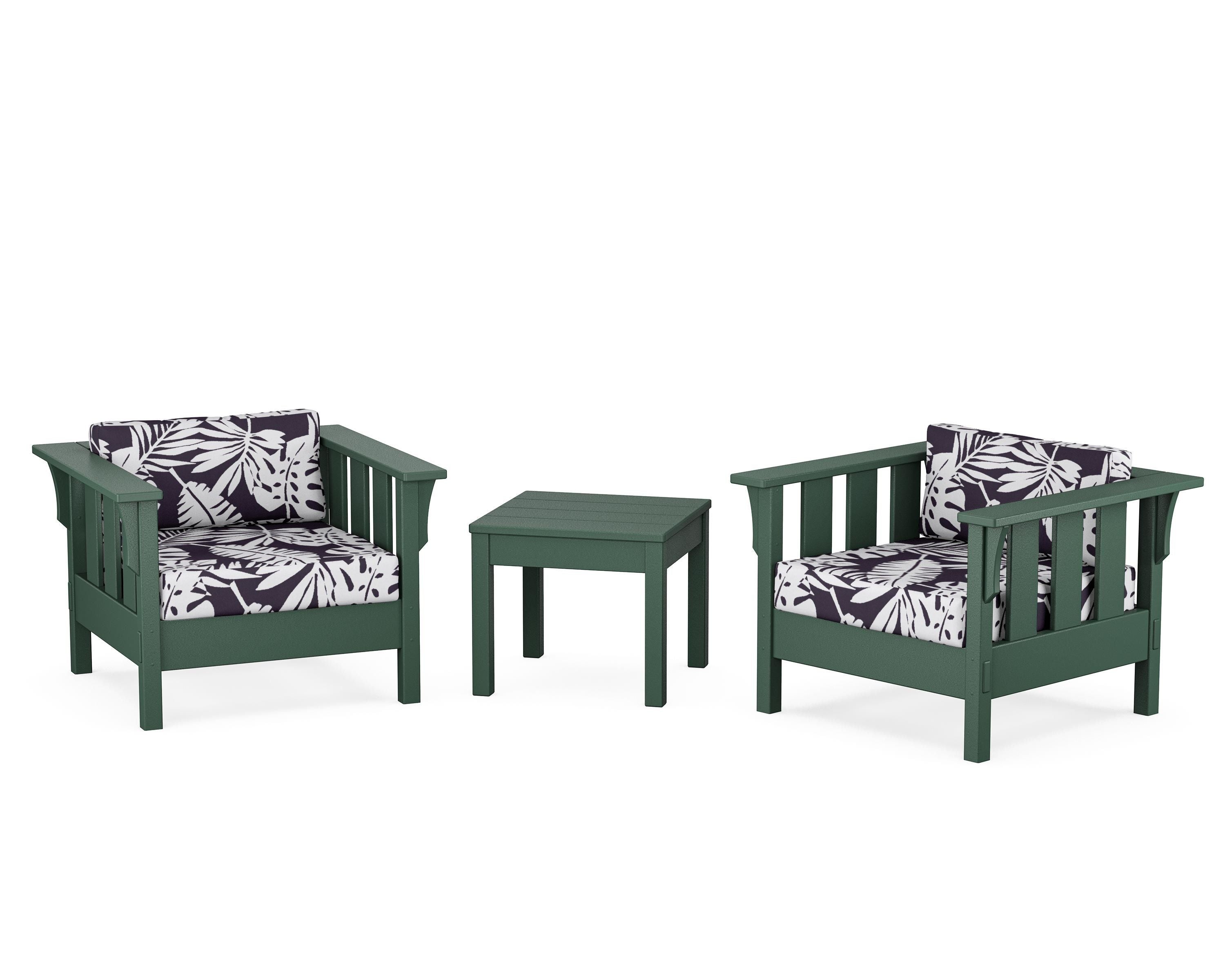 Martha Stewart by POLYWOOD® Acadia 3-Piece Deep Seating Set in Green / Leaf Navy