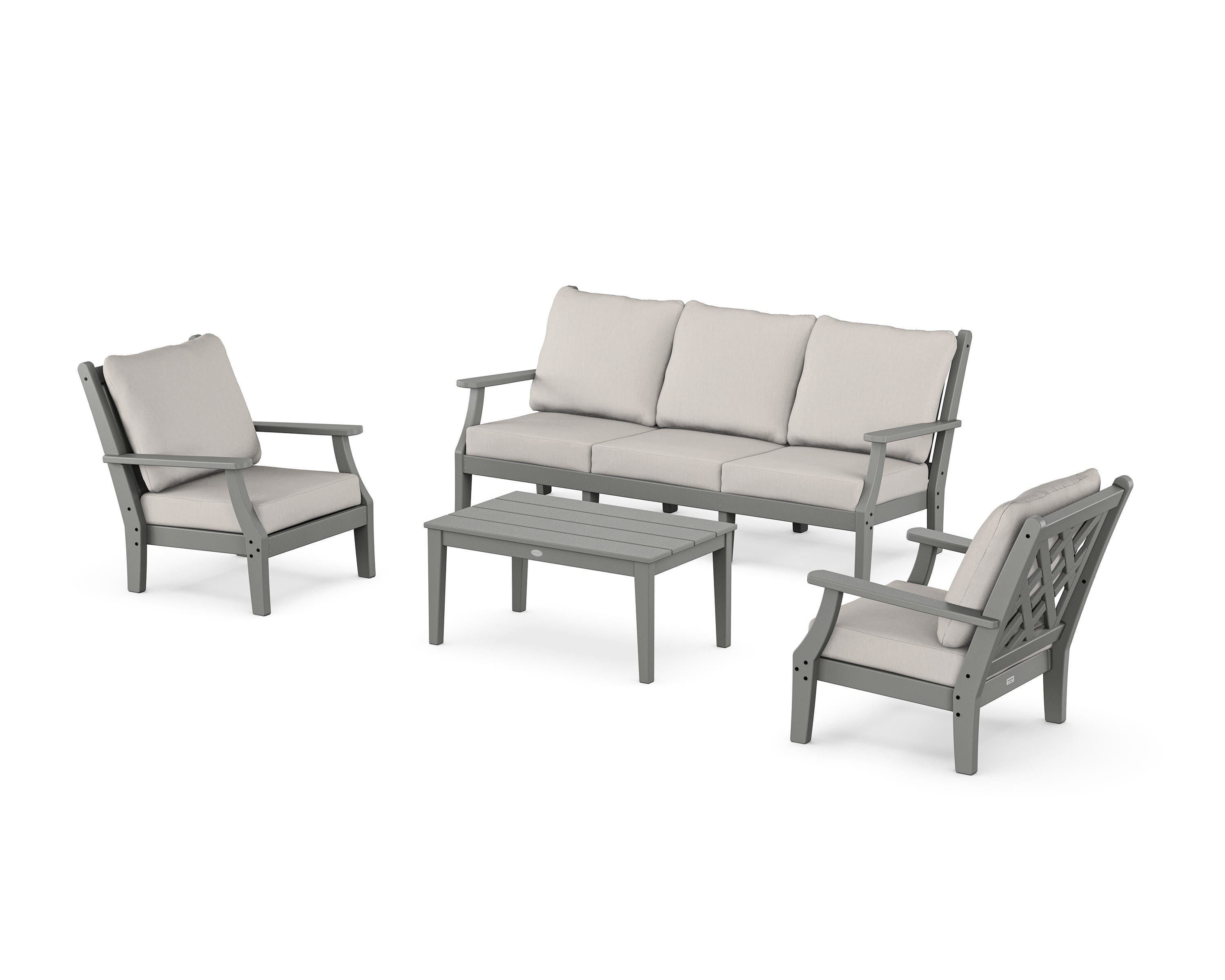 Country Living Wovendale 4-Piece Deep Seating Set with Sofa in Slate Grey / Cast Ash