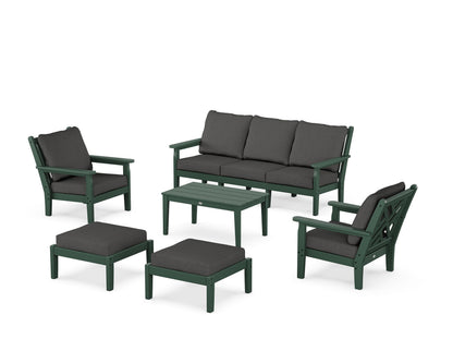 POLYWOOD® Chippendale 6-Piece Lounge Sofa Set in Green / Spectrum Carbon