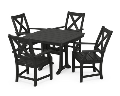 POLYWOOD® Braxton 5-Piece Dining Set with Trestle Legs in Black