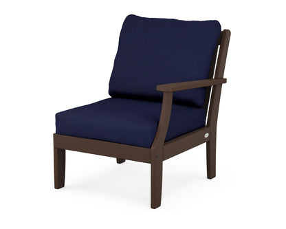 POLYWOOD® Braxton Modular Right Arm Chair in Mahogany / Navy