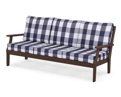 POLYWOOD® Braxton Deep Seating Sofa in Mahogany / Buffalo Plaid Navy