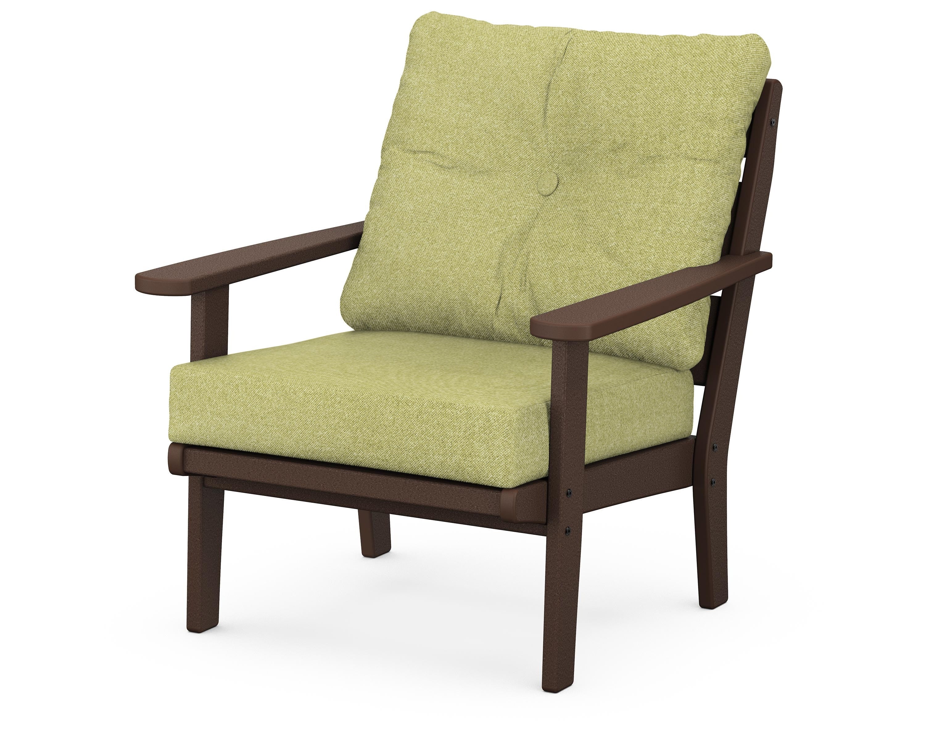 POLYWOOD® Lakeside Deep Seating Chair in Mahogany / Chartreuse Boucle