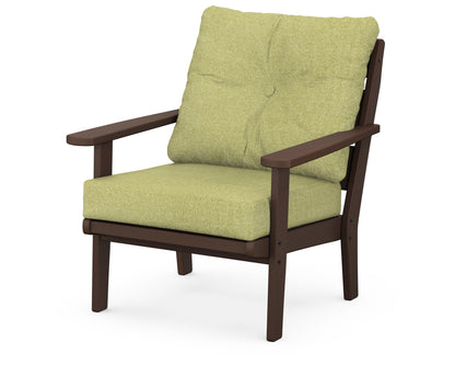 POLYWOOD® Lakeside Deep Seating Chair in Mahogany / Chartreuse Boucle