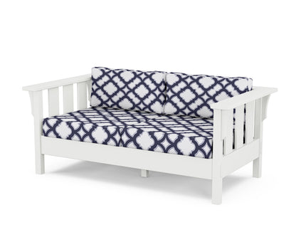 Martha Stewart by POLYWOOD® Acadia Deep Seating Loveseat in White / Trellis Navy