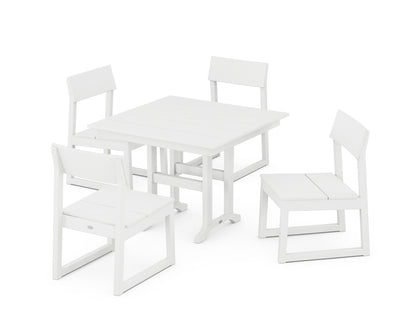 POLYWOOD® EDGE Side Chair 5-Piece Farmhouse Dining Set in White