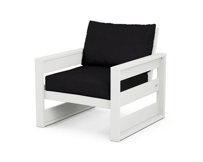POLYWOOD® Westport Club Chair in White / Midnight Linen