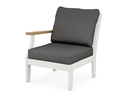 POLYWOOD® Braxton Modular Left Arm Chair in White / Natural / Spectrum Carbon