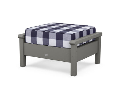POLYWOOD® Harbour Deep Seating Ottoman in Slate Grey / Buffalo Plaid Navy