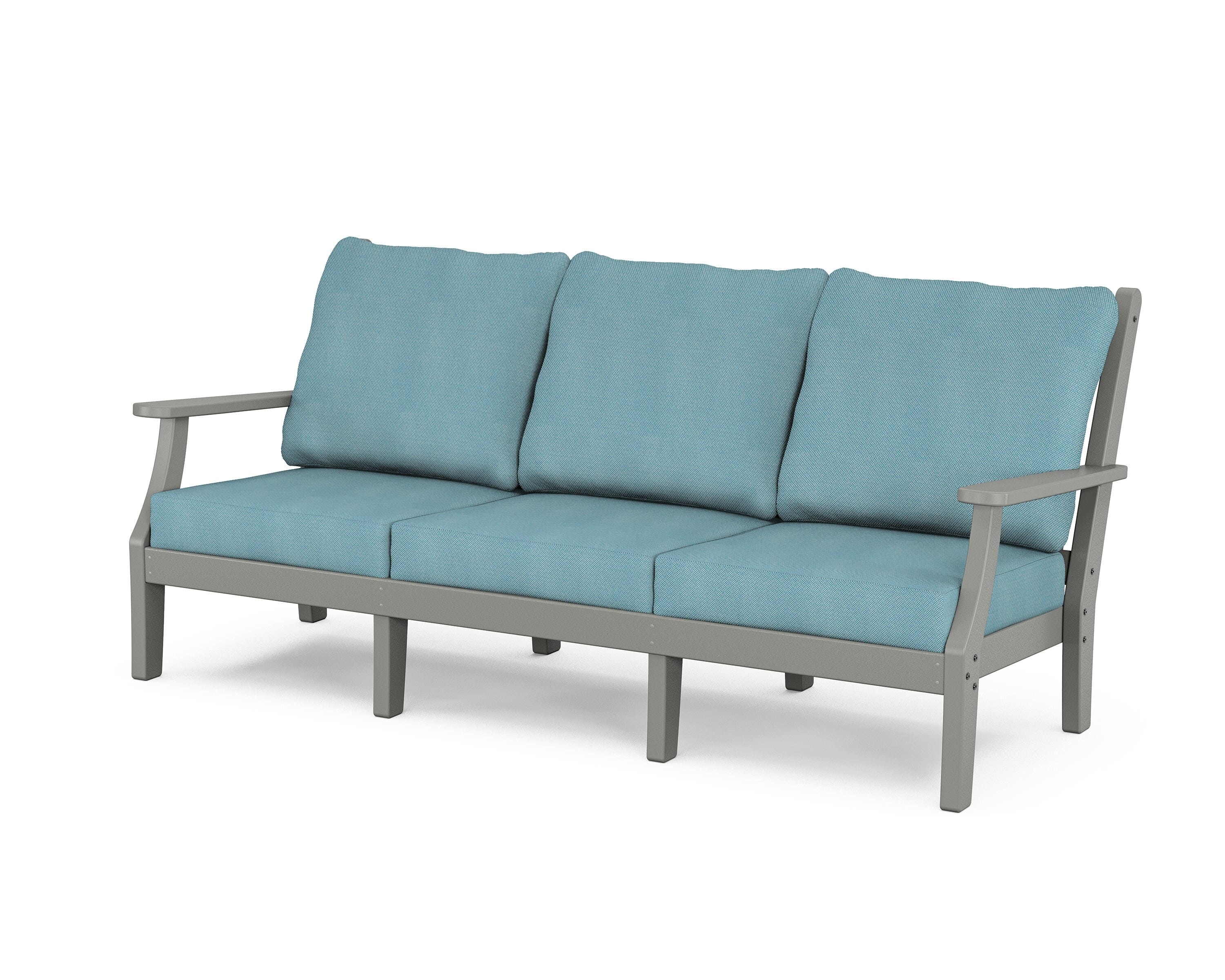 Country Living Wovendale Deep Seating Sofa in Slate Grey / Lattice Sky Blue