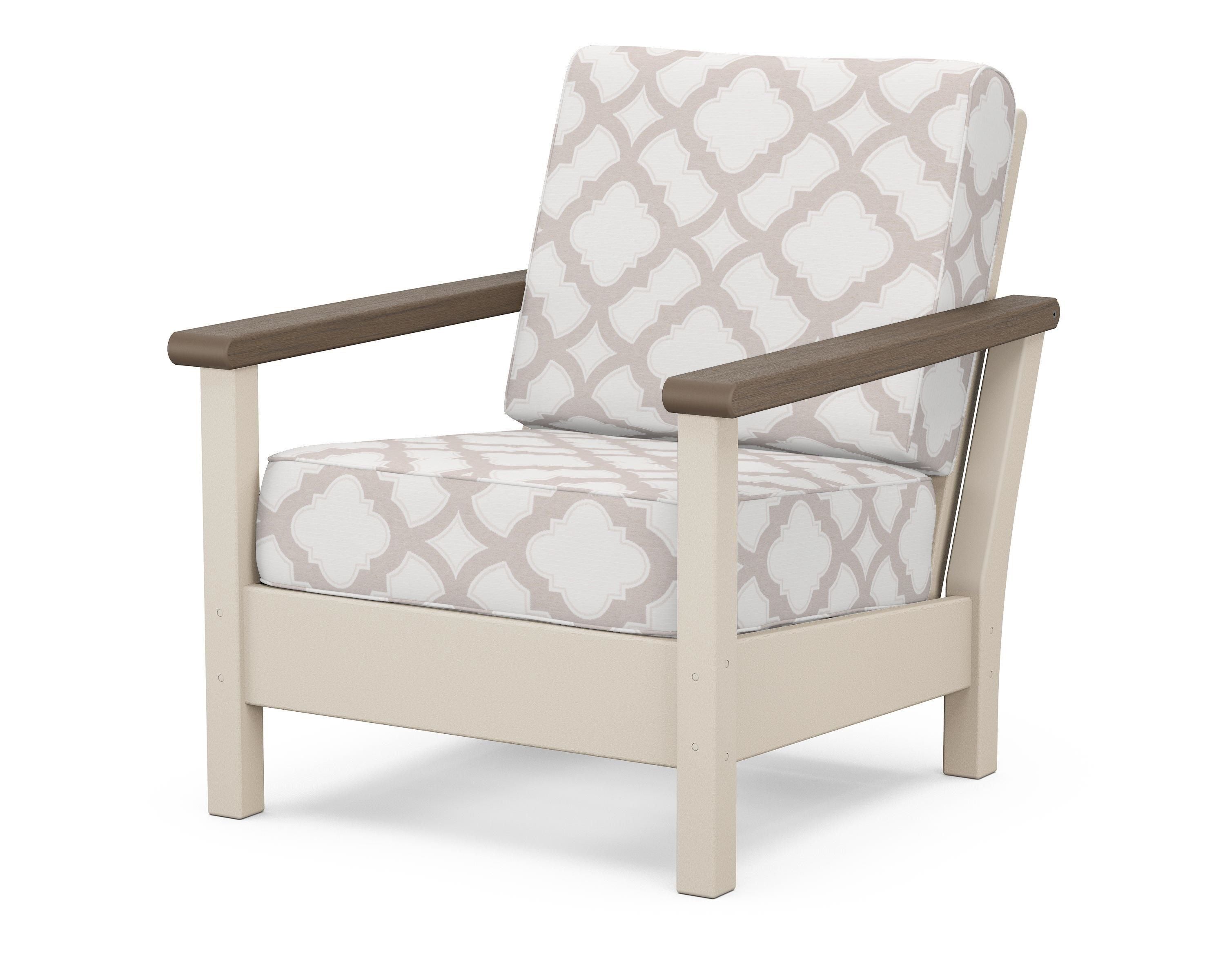 POLYWOOD® Harbour Deep Seating Chair in Sand / Kona / Trellis Dune Burlap