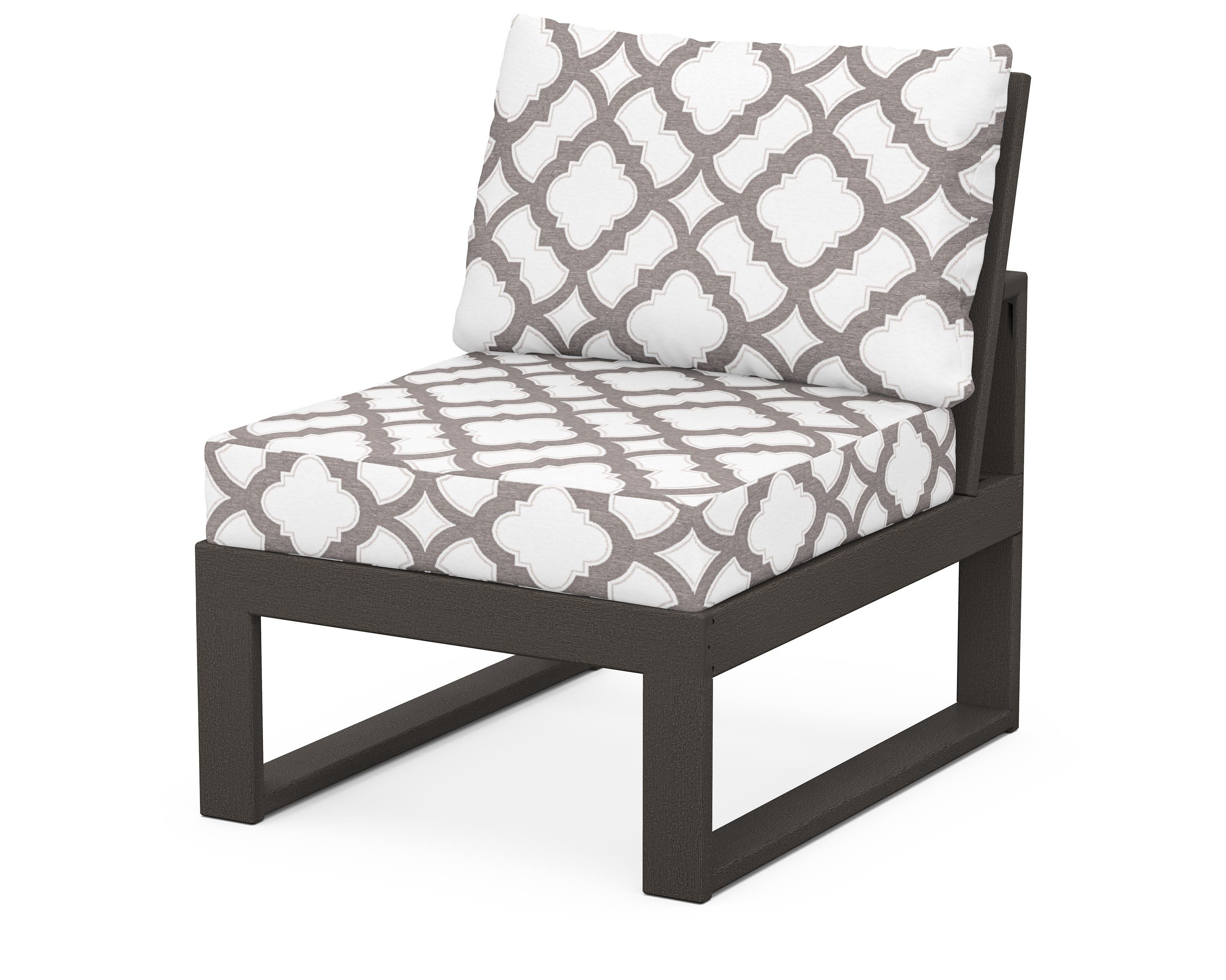 Unbranded Modular Armless Chair in Vintage Coffee / Trellis Grey Mist