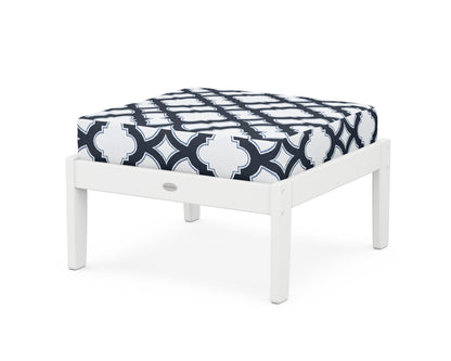 POLYWOOD® Braxton Deep Seating Ottoman in White / Trellis Marine Indigo