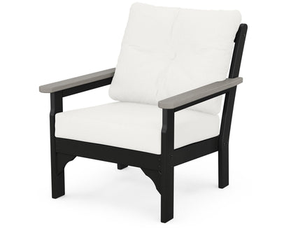 POLYWOOD® Vineyard Deep Seating Chair in Black / Driftwood / Natural Linen