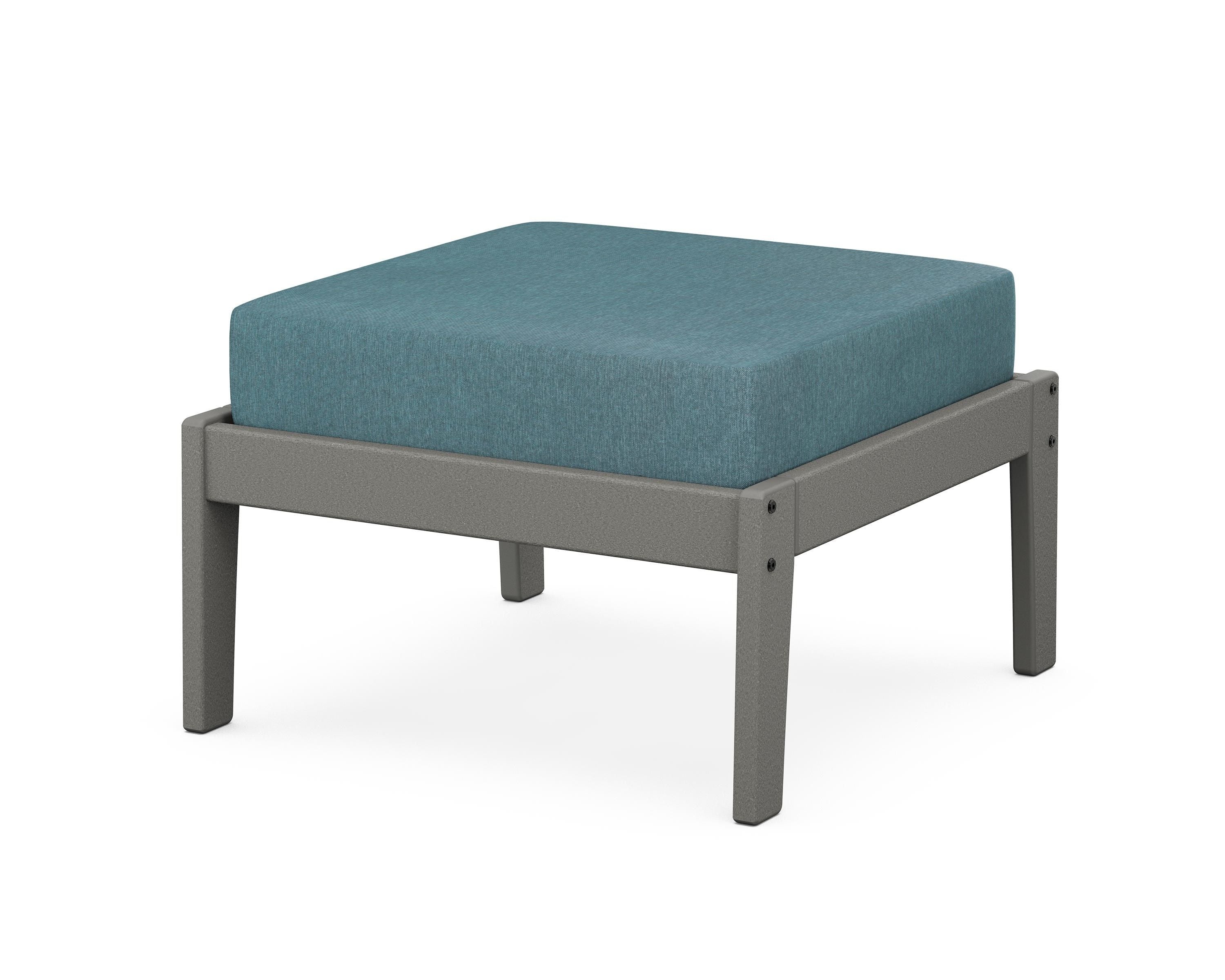 Unbranded Deep Seating Ottoman in Slate Grey / Ocean Teal
