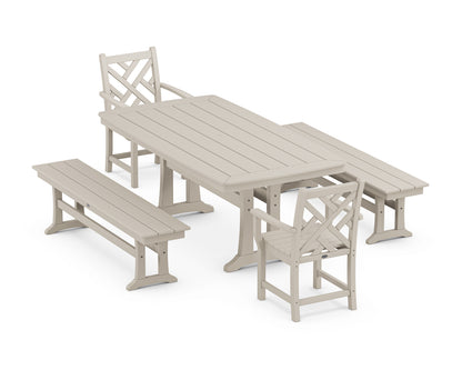 POLYWOOD® Chippendale 5-Piece Dining Set with Trestle Legs in Sand