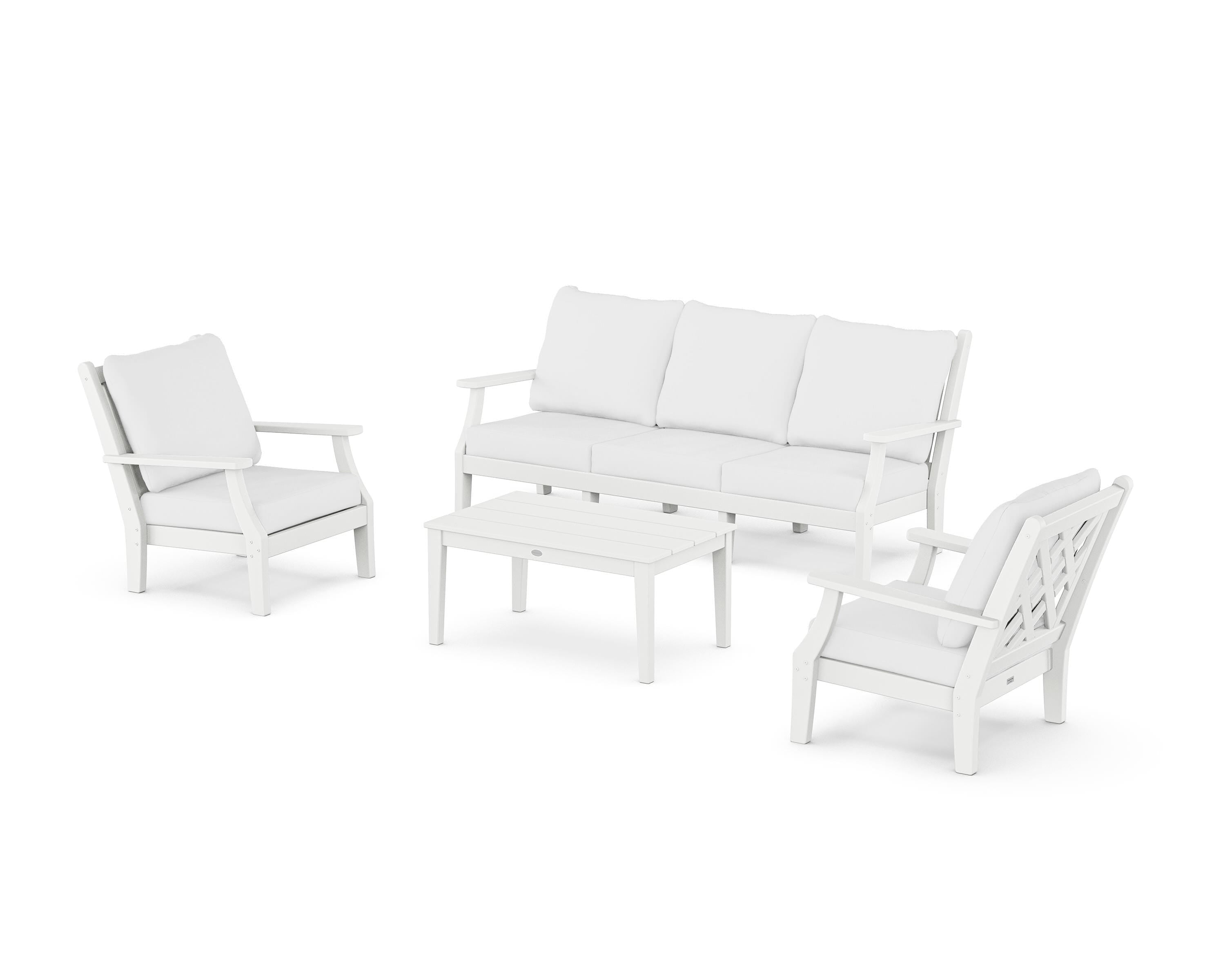 Country Living Wovendale 4-Piece Deep Seating Set with Sofa in White / Natural