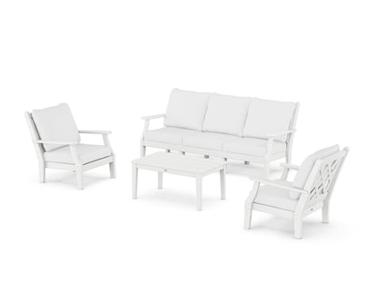 Country Living Wovendale 4-Piece Deep Seating Set with Sofa in White / Natural