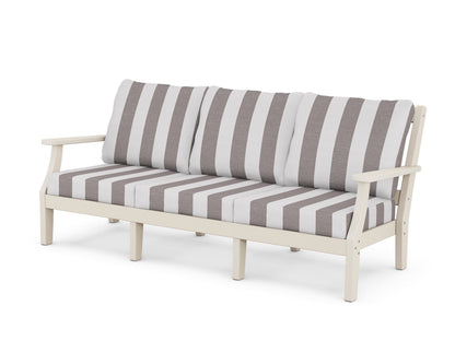 Martha Stewart by POLYWOOD® Chinoiserie Deep Seating Sofa in Sand / Cabana Stripe Grey Mist