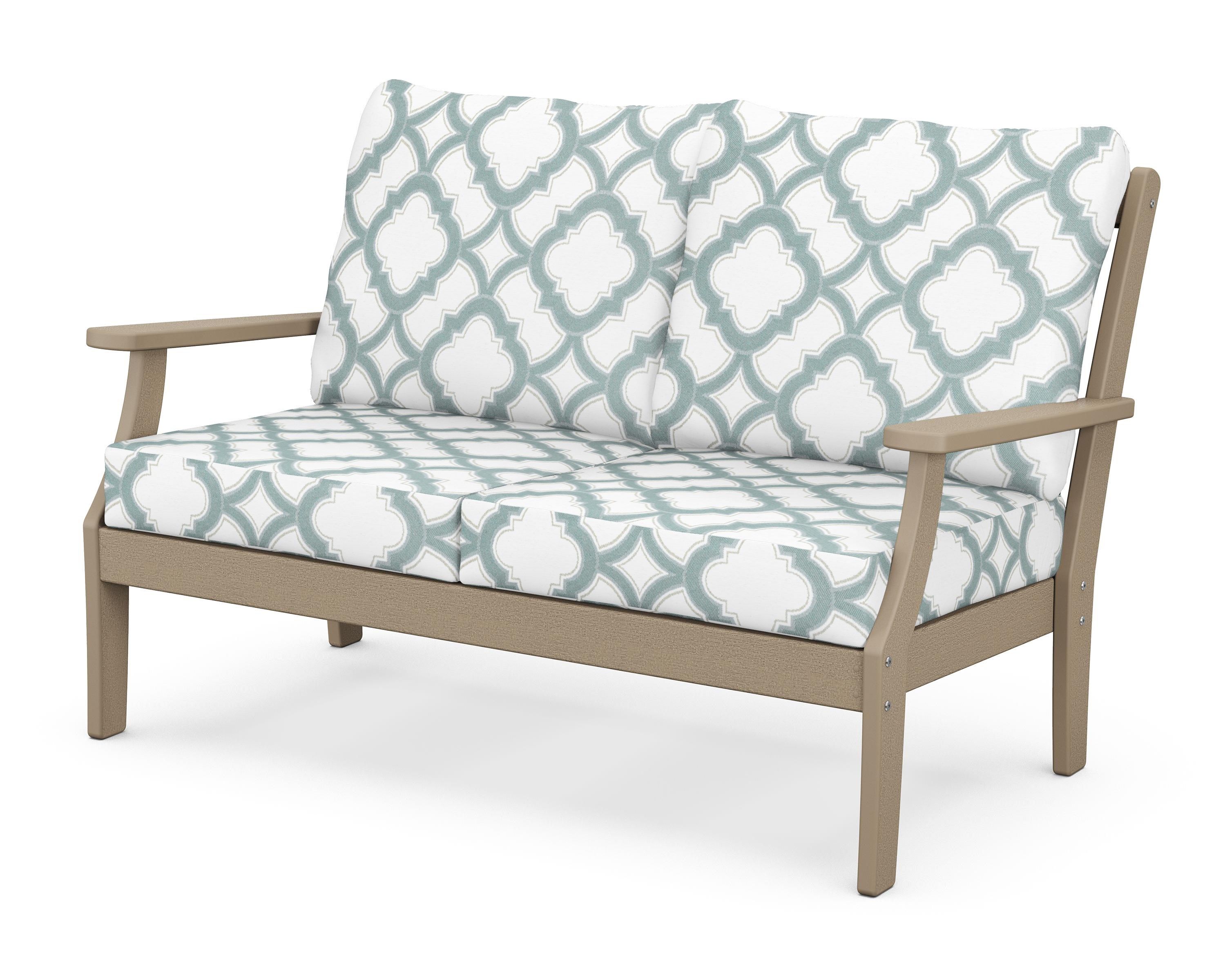 POLYWOOD® Braxton Deep Seating Loveseat in Vintage Sahara / Trellis Glacier Spa