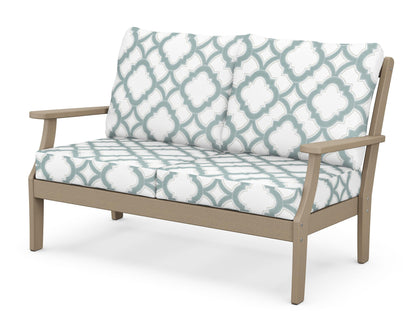 POLYWOOD® Braxton Deep Seating Loveseat in Vintage Sahara / Trellis Glacier Spa