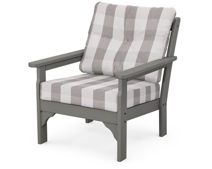POLYWOOD® Vineyard Deep Seating Chair in Slate Grey / Buffalo Plaid Grey Mist