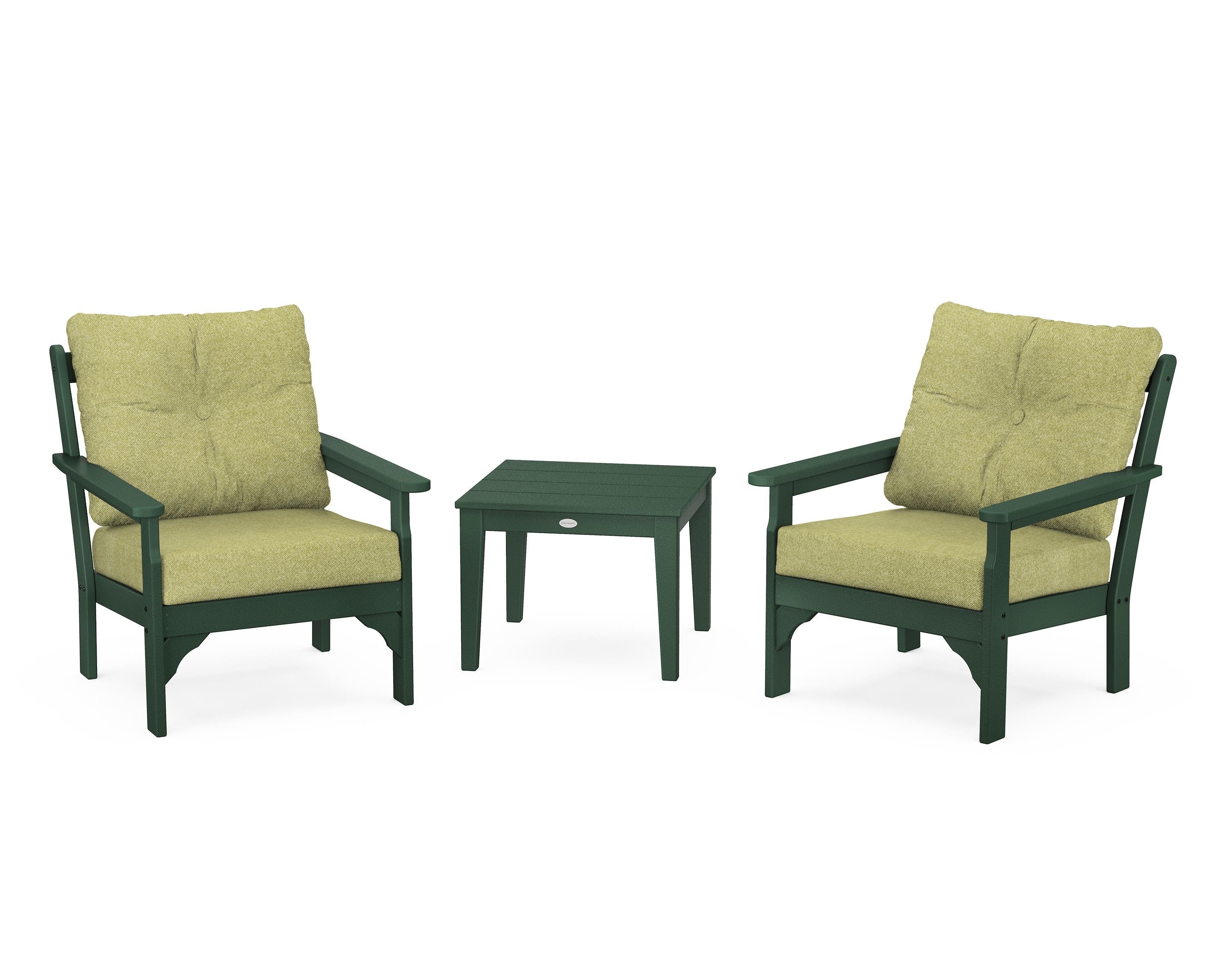 POLYWOOD® Vineyard 3-Piece Deep Seating Set in Green / Chartreuse Boucle